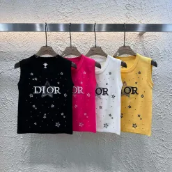 Hochwertige Dior Weste im schwarzen Strick-Stickerei-Stil
