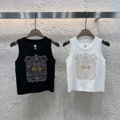 Hochwertige Dior Weste Schwarz Strick Logo Luxus