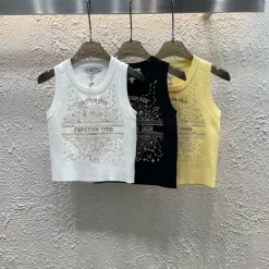 Hochwertige Dior Weste im weißen Strick-Stickerei-Stil