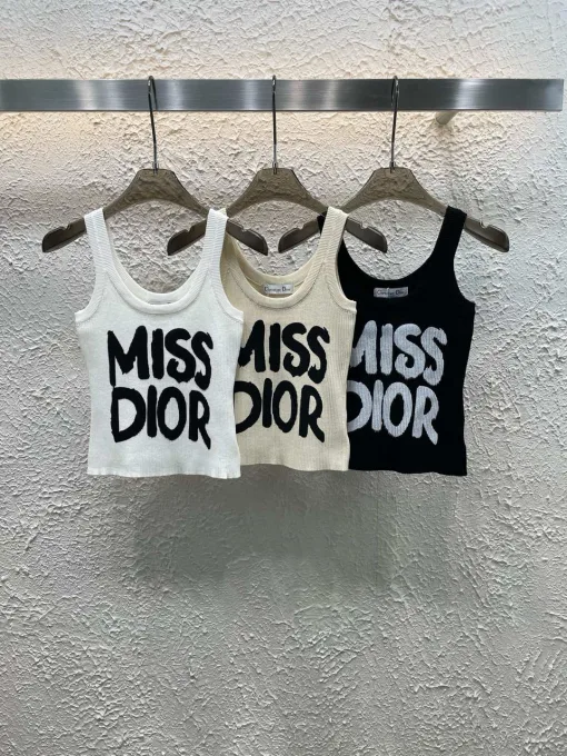 Luxus-Dior-Weste aus der Kollektion mit weißem Strickdruck