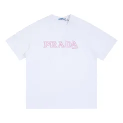 Hochwertiges Prada Kurzarmhemd im gewaschenen Stil aus rosa Baumwolle