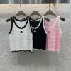 Luxus Chanel Weste Weiß Strick Bestickte Kollektion