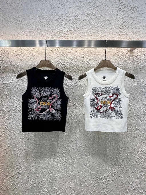 Premium Dior Weste Schwarz Strick Logo Kollektion