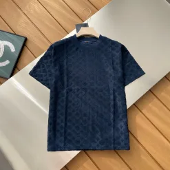 Hochwertige Louis Vuitton Kurzarm-Kollektion aus schwarzem Baumwoll-Jacquard