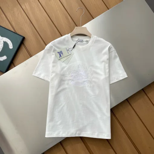 Hochwertiges Burberry Kurzarm-Logo-Shirt aus schwarzer Baumwolle