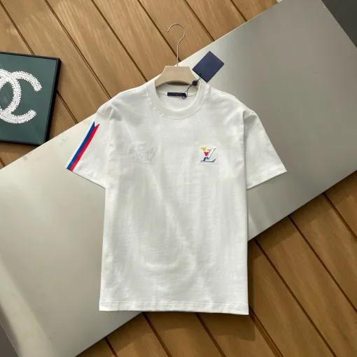 Hochwertige Louis Vuitton Kurzarm-Logo-Kollektion aus schwarzer Baumwolle
