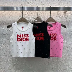 Bestseller Dior Weste Weißer Strick Bestickter Stil
