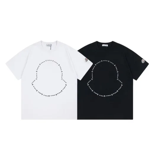 Bestseller Moncler Kurzarm-Kollektion mit schwarzem Baumwolldruck