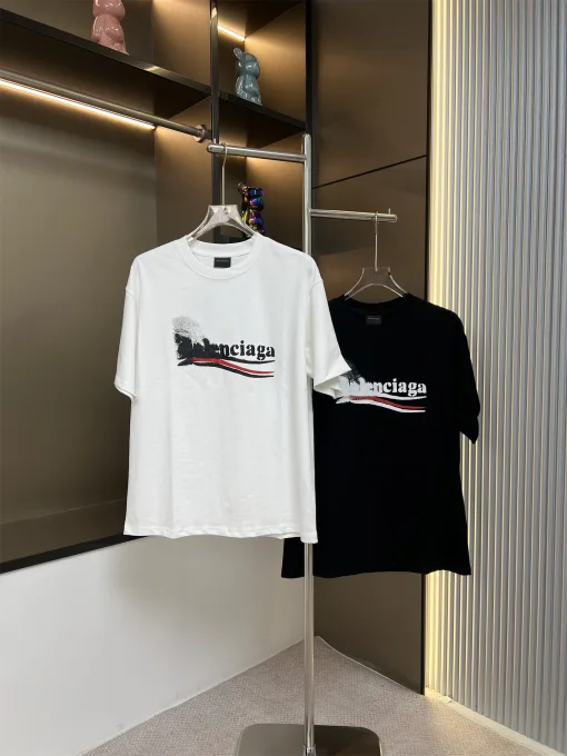 Premium Balenciaga Kurzarm Baumwolle Print Luxus