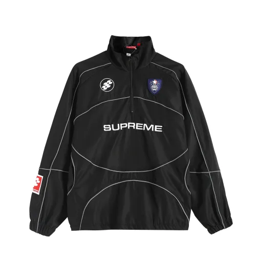 Luxus Supreme Mantel Schwarz Stickerei Stil