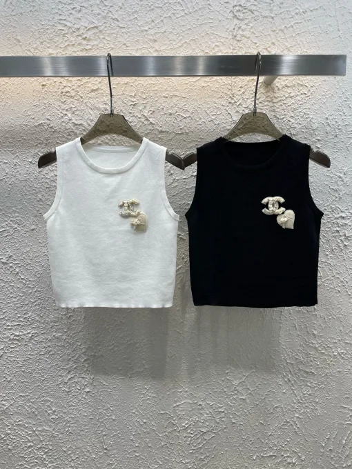 Chanel Weste in Premiumqualität, weißer Strick, Luxus