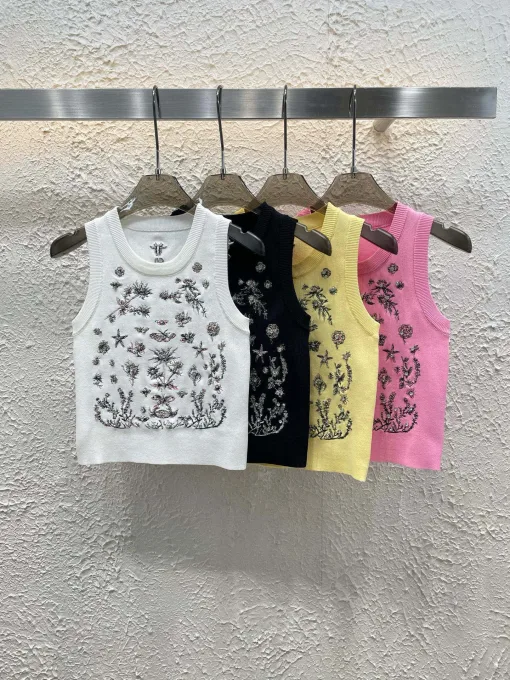 Hochwertige Dior Weste, weiße bestickte Kollektion