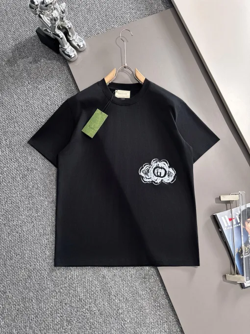 Premium Gucci Kurzarm-Logo-Kollektion aus schwarzer Baumwolle