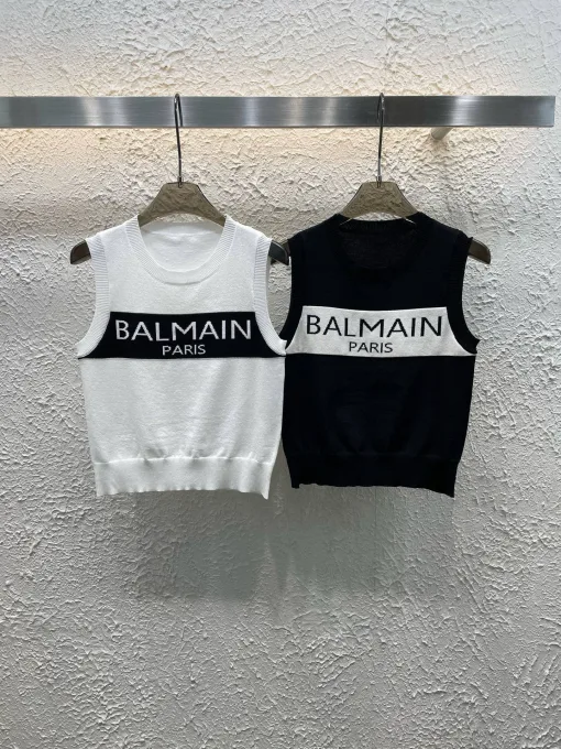 Bestseller Balmain Weste Weißer Strick-Jacquard-Stil