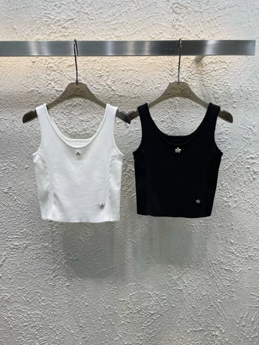 Premium Chanel Weste Weiß Strick Luxus