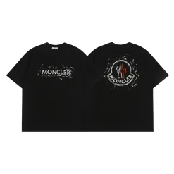 Hochwertiger Moncler Kurzarm Schwarzer Baumwolldruck Luxus