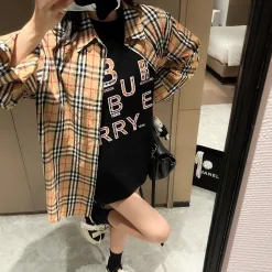 Luxus Burberry Kurzarm Rosa Jacquard Stil