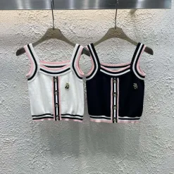 Premium Chanel Hosenträger Weiß Strick Kollektion