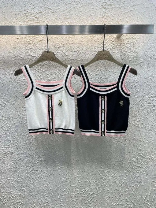 Premium Chanel Hosenträger Weiß Strick Kollektion