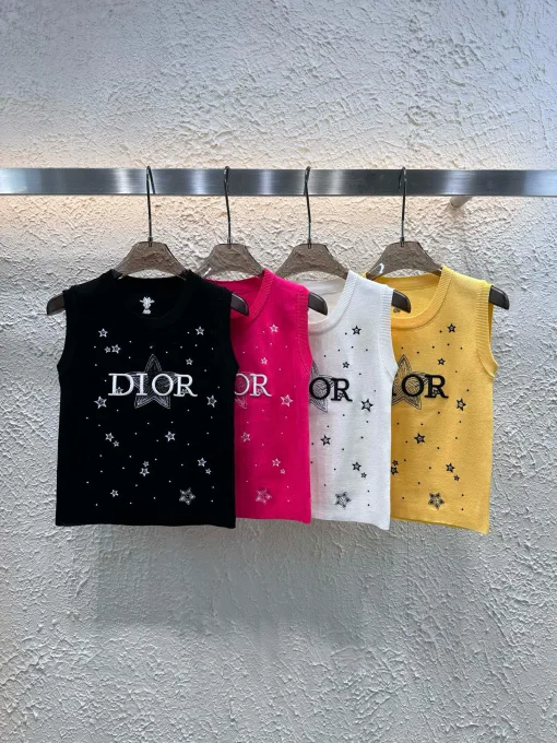 Hochwertige Dior Weste Schwarzer Strick Bestickter Luxus