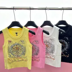 Premium Dior Weste im weißen Strick-Stil mit Stickerei