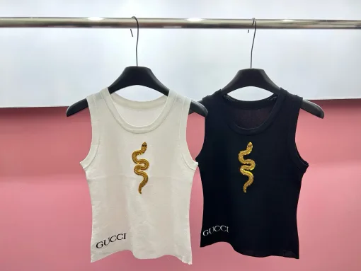 Hochwertige Gucci-Weste aus weißer Strick- und Stickereikollektion