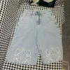 Hochwertige Loewe Shorts Blaue Leder Logo Kollektion