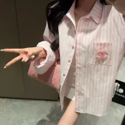 Premium Chanel Hemd Rosa Stickerei Luxus