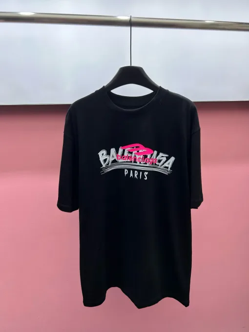 Balenciaga – Kurze Ärmel in Premiumqualität im schwarzen Logo-Stil