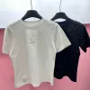 Premium Celine Kurzarm Weiß Bestickter Stil