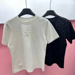 Premium Celine Kurzarm Weiß Bestickter Stil