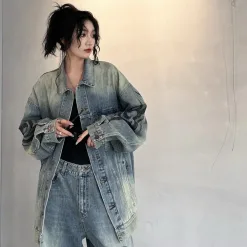 Hochwertiger Balenciaga Mantel Denim Print Luxus