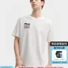 Bestseller Fila Kurzarm Schwarz Baumwolle Print Luxus