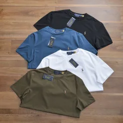 Premium Ralph Lauren Kurzarm Schwarz Baumwolle Logo Luxus
