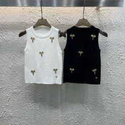 Luxus Chanel Weste Weiß Strick Kollektion