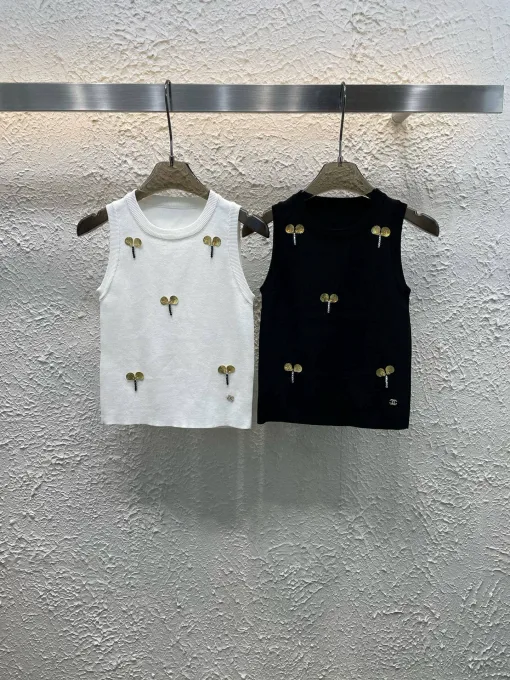 Luxus Chanel Weste Weiß Strick Kollektion