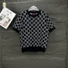 Premium Gucci Kurzarm Schwarzer Strick-Jacquard-Stil