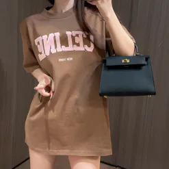 Premium Qualität Celine Kurzarm Schwarz Bestickt Luxus