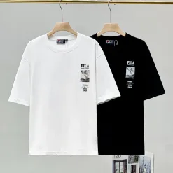 Luxus Fila Kurzarm Schwarz Baumwolle Print Luxus