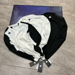 Bestseller Descente Langarm-Patchwork-Kollektion aus weißem Fleece
