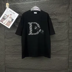 Bestseller Dior Kurzarm Schwarz Baumwolle Logo Luxus