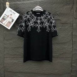 Meistverkaufte Chrome Hearts Kurzarm-Logo-Kollektion aus schwarzer Baumwolle