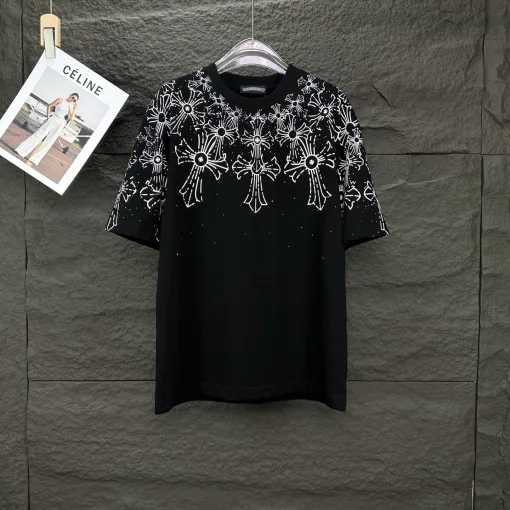 Meistverkaufte Chrome Hearts Kurzarm-Logo-Kollektion aus schwarzer Baumwolle