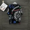 Hochwertiges Chrome Hearts Kurzarm-Logo aus schwarzer Baumwolle, Luxus