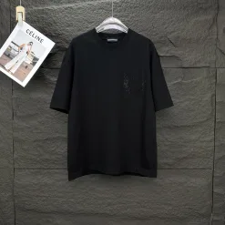 Luxus Chrome Hearts Kurzarm Schwarz Baumwolle Strass Luxus