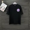Hochwertiges Chrome Hearts Kurzarm-Shirt aus gewaschener schwarzer Baumwolle