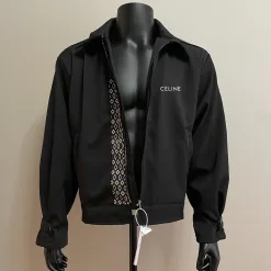 Premium Celine Mantel Gold Polyester Jacquard Stil