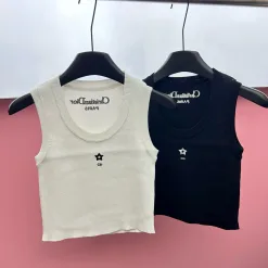 Premium Dior Weste Weißer Strick Bestickter Luxus