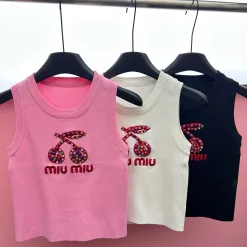 Premium Miu Miu Weste Weiß Strick Stickerei Luxus