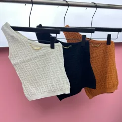 Hochwertige Fendi Weste im weißen Strick-Jacquard-Stil